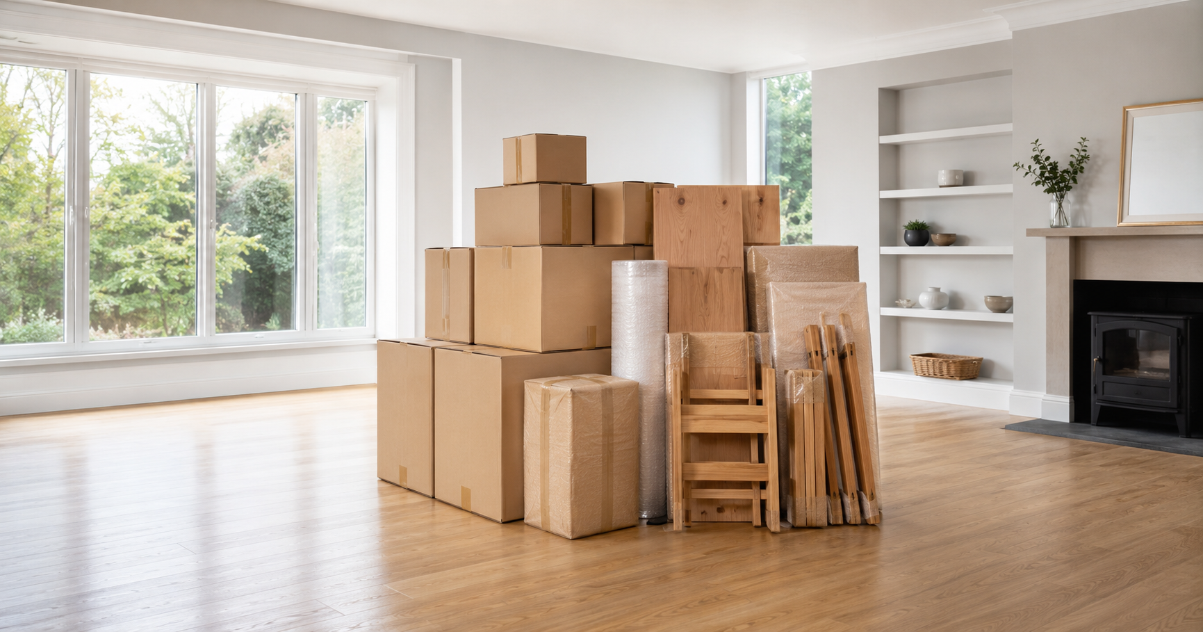 Kartons in einer Wohnung bei einer Entrümpelung