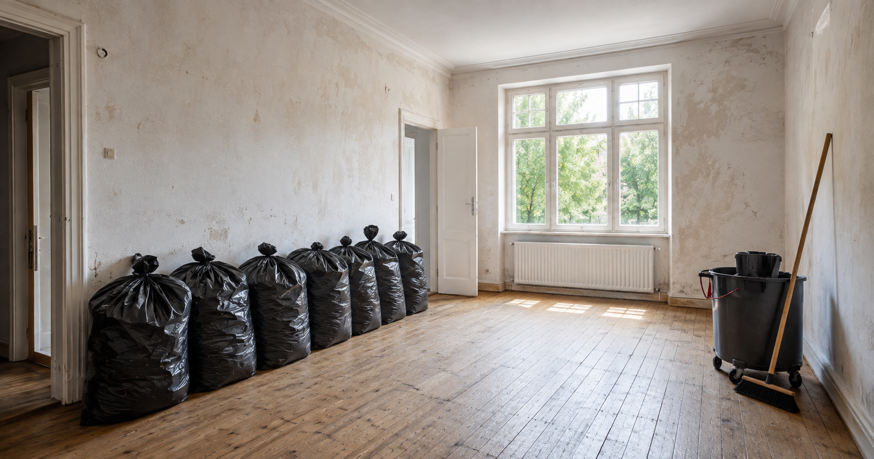 Stark verschmutzte Wohnung vor der Räumung