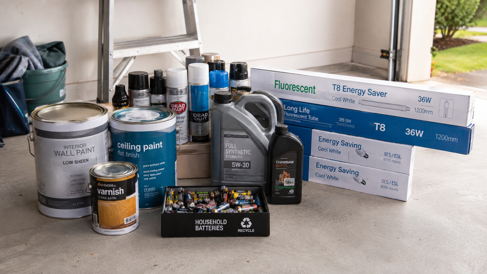 Farben, Lacke, Batterien, Öle und Leuchtstoffröhren als Sondermüll